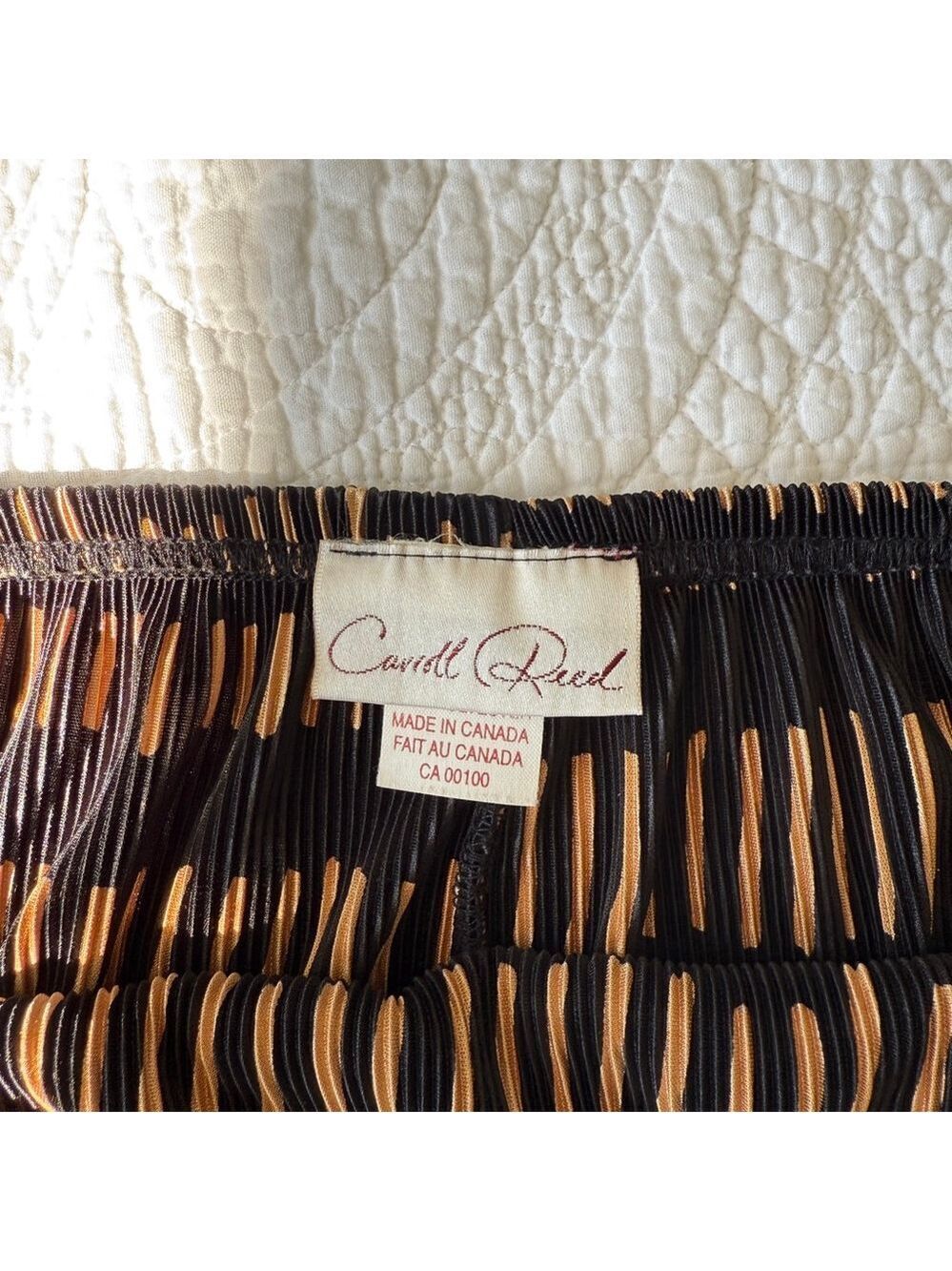 Vintage Carroll Reed Black Gold Pleated Midi Skirt Womens Size Medium 90s - Picture 5 of 9